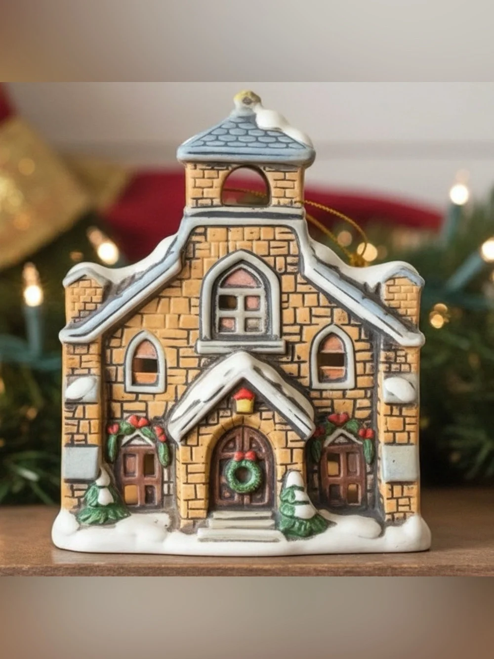 Lefton Vintage 1986 Colonial Village Church Tealight Candle Holder Marika 05817